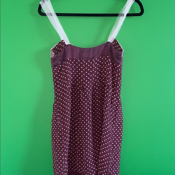 Vintage Myth Ritual 100% Silk Polka Dot Maroon Sleeveless Dress - Picture 4 of 4